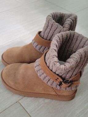 UGG Pink Knit-Lined Slippers with Shearling Interior